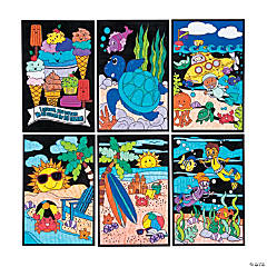 Color Your Own Fuzzy Summer Poster Assortment - 24 Pc.