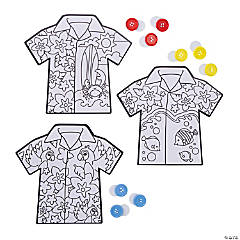 Color Your Own Hawaiian Shirts with Buttons Craft Kit - Makes 12