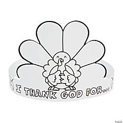Color Your Own I Thank God Turkey Crowns - 12 Pc.