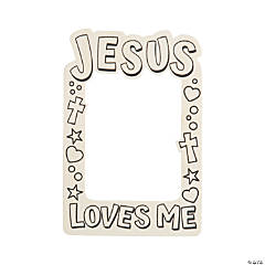 Color Your Own Jesus Loves Me Picture Frame Magnets - 12 Pc.