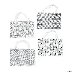 Color Your Own Medium Doodle Canvas Tote Bags - 12 Pc.