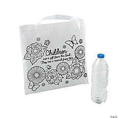 Color Your Own Medium Religious Mother's Day Tote Bags - 12 Pc.