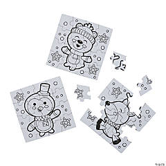 Color Your Own Mini Winter Puzzles
