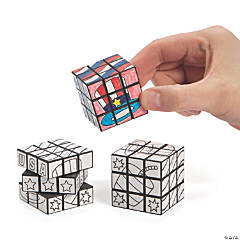 Color Your Own Patriotic Mini Puzzle Cubes - 12 Pc.