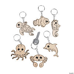 Color Your Own Sea Life Keychains - 12 Pc.