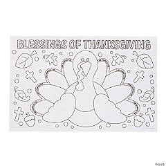 Color Your Own Thankful For Placemats - 12 Pc.