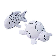 Color Your Own Under the Sea Stuffed Animals - 12 Pc.
