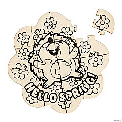 Color Your Own Wood Hello Spring Hedgehog Puzzles - 12 Pc.