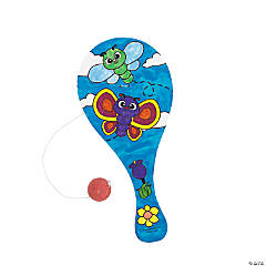 Color Your Own Wood Spring Paddleball Games - 12 Pc.