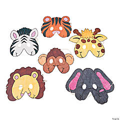 10 Assorted Felt Jungle Animal Masks for Kids Toddler Boys Girls