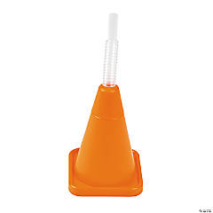 Construction Cone Molded Cups with Straws - 8 Ct.