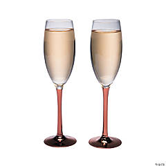 Copper Stem Glass Champagne Flute Set - 2 Ct.