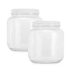 Cornucopia Brands Clear Half Gallon Wide-Mouth Glass Jars (2-Pack) 64-Ounce / 2-Quart Capacity with White Metal Lids BPA-Free