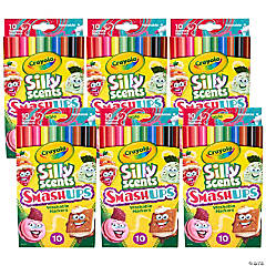 Silly Scents Smash Ups Slim Washable Scented Markers, 10 Per Pack, 6 Packs