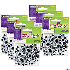 Creativity Street Wiggle Eyes, Black, Assorted Sizes, 100 Pieces Per Pack, 6 Packs