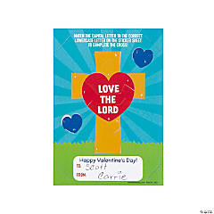 Cross Mosaic Mini Sticker Scene Valentine Cards - 24 Pc.