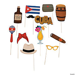 Cuban Party Photo Stick Props- 12 Pc.