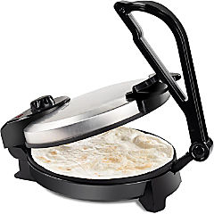CucinaPro Electric Tortilla Maker - 10&quot; Pitas, Chapati, Roti, Flatbread, Non-Stick Cooking Plates with Ready Light and Cord Wrap