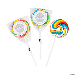 Custom Full-Color Logo & Text Swirl Lollipops - 24 Pc.