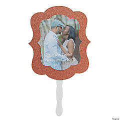 Custom Photo Premium Hand Fans - Rose Gold Glitter - 12 Pc.