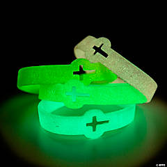 Cutout Cross Glow-in-the-Dark Faith Rubber Bracelets - 12 Pc.