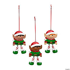 Dangle-Leg Elf Christmas Ornaments - 12 Pc.