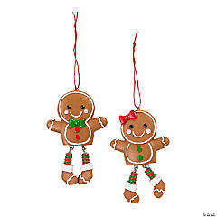 Dangle-Leg Gingerbread Cookie Resin Christmas Ornaments - 12 Pc.