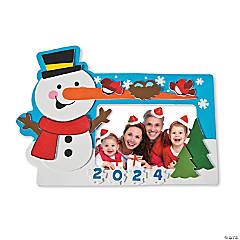 Dated Snowman Picture Frame Magnet Craft Kit - Makes 12