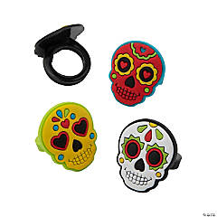 Day of the Dead Sugar Skull Rings - 24 Pc.