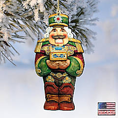 Seattle Seahawks Pull String Wooden Nutcracker Ornament