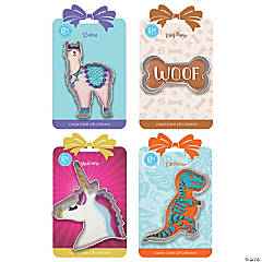 Dinosaur, Unicorn, Llama, Dog Bone Carded 4 Piece Cookie Cutter Set