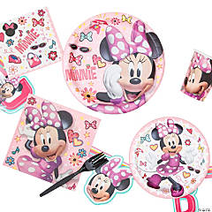 Minnie Mouse Happy Birthday Party Suplies Pink Tableware Fun Disney Decorations 