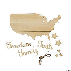 DIY Unfinished Wood Faith Family Freedom Door Sign - Makes 1