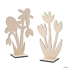 DIY Unfinished Wood Flowers Tabletop Decorations - 6 Pc.