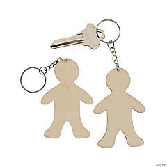 DIY Unfinished Wood People-Shaped Keychains - 12 Pc.