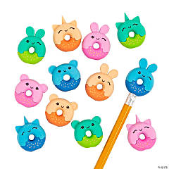 Donut Animal Eraser Pencil Toppers - 24 Pc.