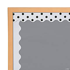 Double-Sided Solid & Polka Dot Bulletin Board Borders - White - 12 Pc.