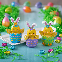 Easter Bunny Chicks in Eggs Tabletop Decoration - 3 Pc.
