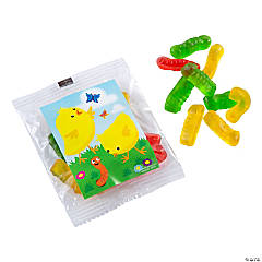 Easter Chicks Gummy Worm Handout Packs - 18 Pc.