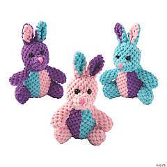 Easter Pastel Patchwork Honeycomb Stuffed Bunnies - 12 Pc.