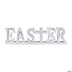 Easter Tabletop Sign with Metallic Cross