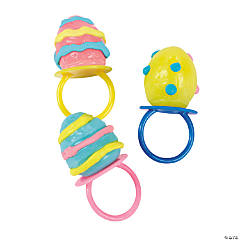 Egg-Shaped Ring Lollipop Easter Candy - 12 Pc.