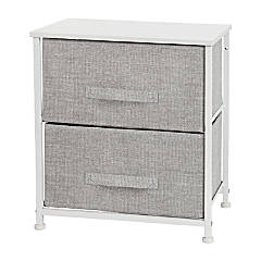 Emma + Oliver 5 Drawer Storage Chest with Black Wood Top & Light Gray Fabric Pull Drawers White