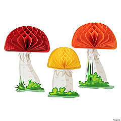 Enchanted Adventure Mushroom Honeycomb Cutout Decorations – 6 Pc.