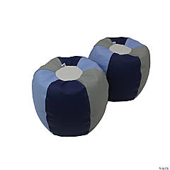 Factory Direct Partners SoftScape Bean Bag Chair Puffs 12 in Height, 2-Pack - Navy/Powder Blue