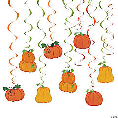 Fall Pumpkins Hanging Swirls - 12 Pc.