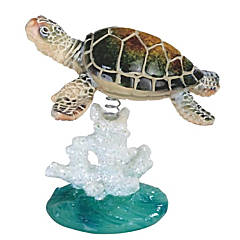 Green sea turtle swimming on wave statue marine life decoration figurine  5h room/home decor new home gifts