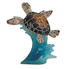 FC Design 5H Blue Sea Turtle Swimming on Waves Statue Marine Life Decoration  Figurine