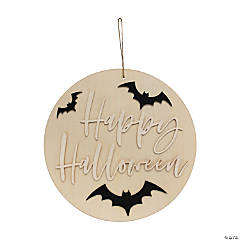 Felt Bat Happy Halloween Wood Sign Craft Kit - Makes 1
