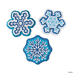 50 Pieces Glitter Snowflakes Foam Stickers Self-Adhesive Winter Snowflake  Stickers for Christmas Party and DIY Craft Projects
